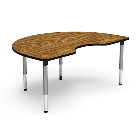 Virco 72 in. W, 48 in. L, 24-32 in. H, Medium Oak Top / Black Edge 50KID72ADJ